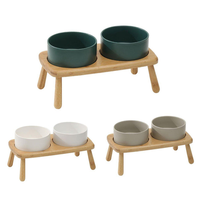 Ceramic Elevated Dog Bowl Anti-Slip Double Bowl for Small Medium Large Dogs