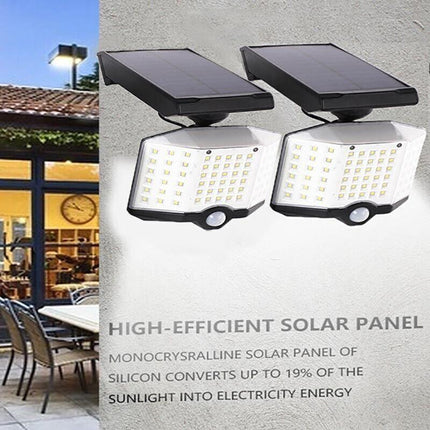 3 Head Solar Motion Sensor Light Outdoor Garden Wall Security Flood Lamp 74LEDs - Aimall