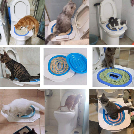 Cat Toilet Seat Trainer Kit Easy Toilet Training System for Cats Kittens