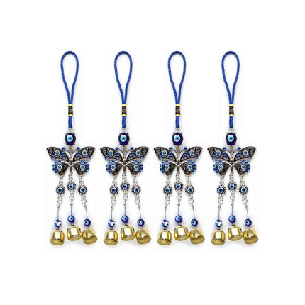 4PCS Evil Eye Butterfly Wind Chime Crystal Bell Hanging Ornament Car Decor