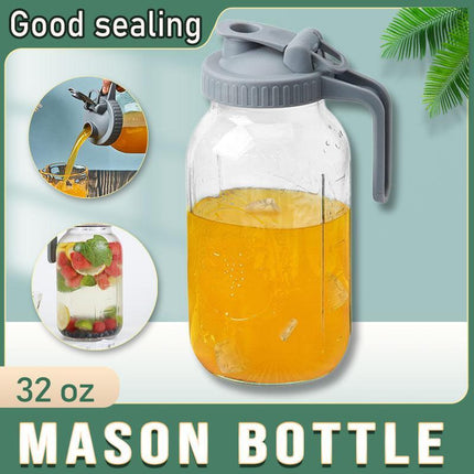 32oz Mason Jar with Lid Carrying Handle Airtight Glass Jar for Drinks or Storage