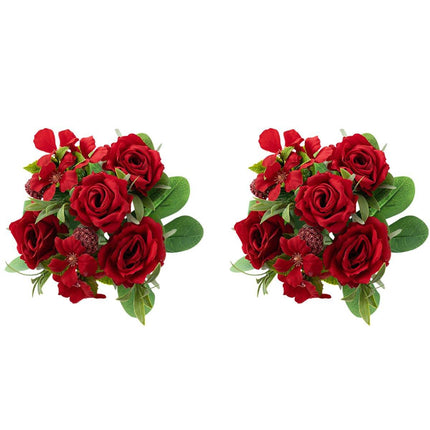2Pcs Simulation Rose Bouquet Home Decoration Artificial Flower Arrangement Set