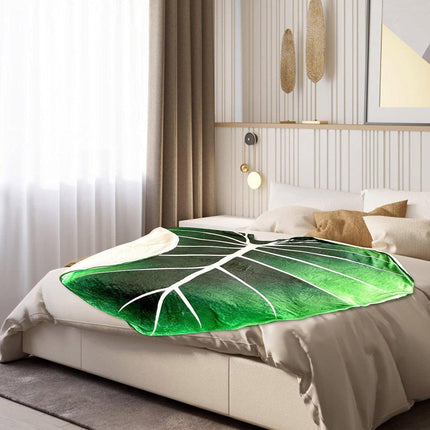 Tropical Leaf Throw Blanket Soft Nap Air Conditioning Cover Single Bed