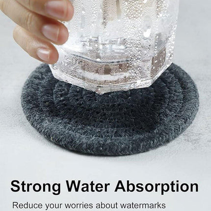 8Pcs Woven Cotton Rope Coasters with Storage Rack Insulation Placemats