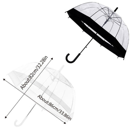 Clear Dome Umbrella Wedding Party Transparent Parasol Handle Waterproof Rain