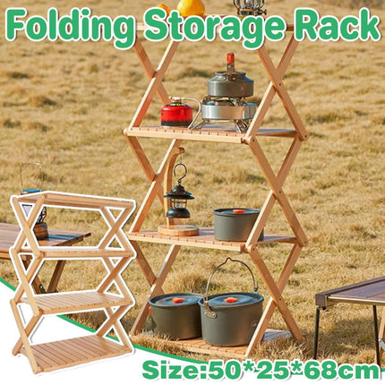 Portable Camping Shelf Multi-functional Picnic Organizer Folding Storage Rack