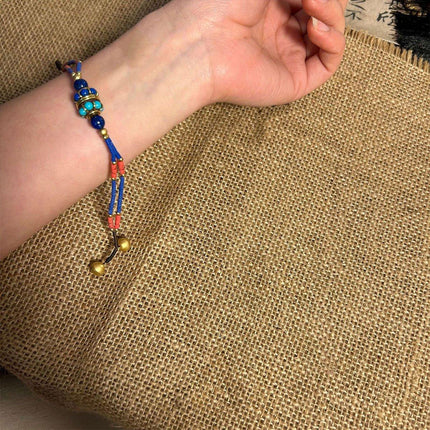 Ethnic Style Handmade Bracelet Color Stone Sky Bead Fashion Round Bead Bracelet