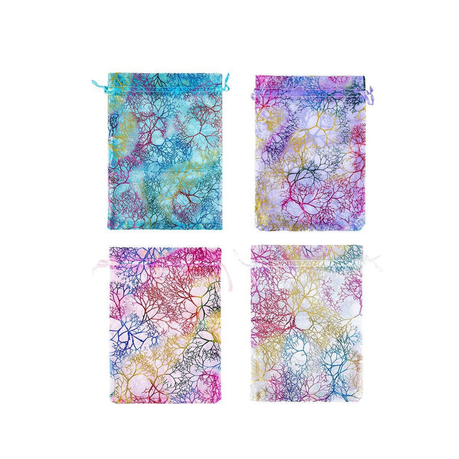 100X Coral Organza Bag Sheer Bags Candy Packaging Jewellery Gift Wedding Pouch