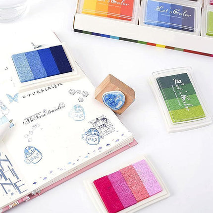 4Colours Fingerprint Stamp Set with Plastic Case Washable Color DIY Ink Pad - Aimall