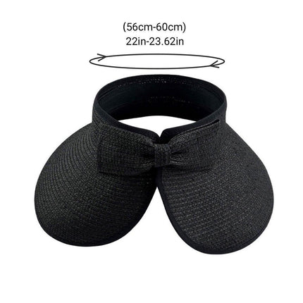 Women Roll Up Sun Visor Wide Brim Straw Hat Summer Foldable UV Protection Cap