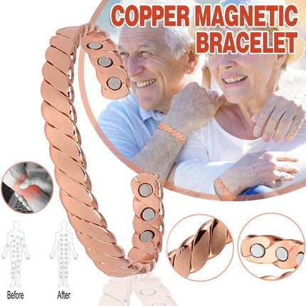 Men Women Copper Magnetic Bracelet Therapy Relief Arthritis Pain Healing Bangle - Aimall