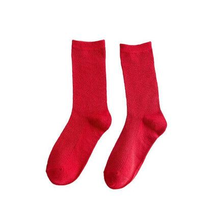 New Olid Pure Colour Formal Socks Cotton Fashion Casual Breathable Crew Socks - Aimall