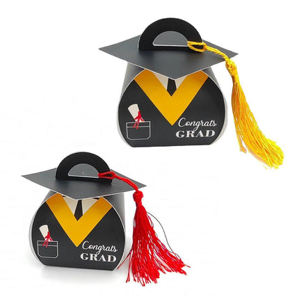 50 Pcs Graduation Cap Candy Box Striped Bachelor Doctor Party Gift Carton