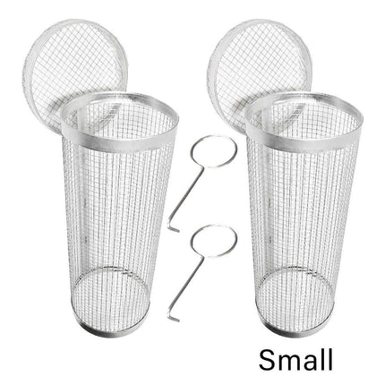 2pcs BBQ Basket Round Grill Cage Portable Rotating Net for Outdoor Cooking