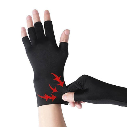 Brace Arthritis Hand Compression Gloves fingerless gloves Pain Relief Brown - Aimall