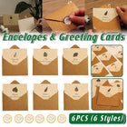 6pcs Retro Greeting Cards with Envelopes Simple Vintage Design for All Occasions