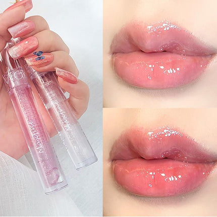 Jelly Glitter Lipstick Clear Lip Oil Moisturizing Lip Tinted Waterproof Lasting - Aimall