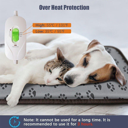 Electric Pet Heating Pad Waterproof Cover Heated Mat Dogs Cats Bed Blanket - Aimall