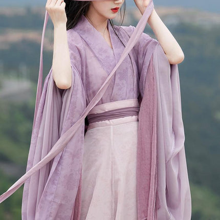 Chinese Traditional Hanfu Costume Woman Ancient Oriental Purple Dress Elegance - Aimall