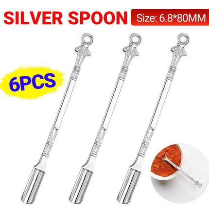 6X Mini Powder Ladle Scoop Mini Spoon Spatula Metal Shovel Silver color Spoon - Aimall