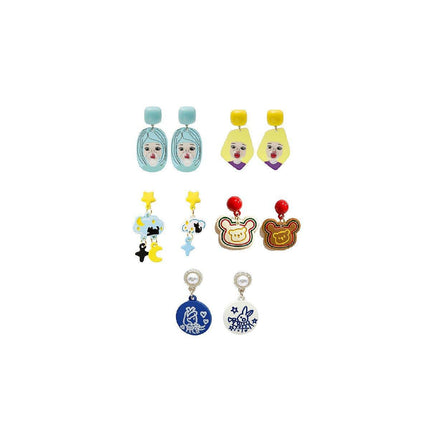 Cute Cartoon Asymmetrical Stud Earrings Fun Fashion Jewelry for Daily Outfits
