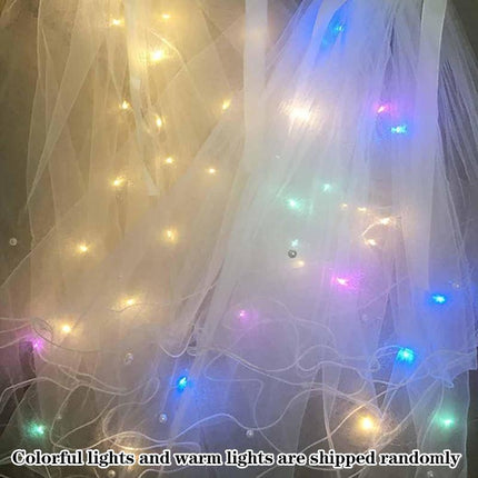 LED Crowns Glowing Headdress Wedding Bride Crowns Pearl Headwear viel party - Aimall