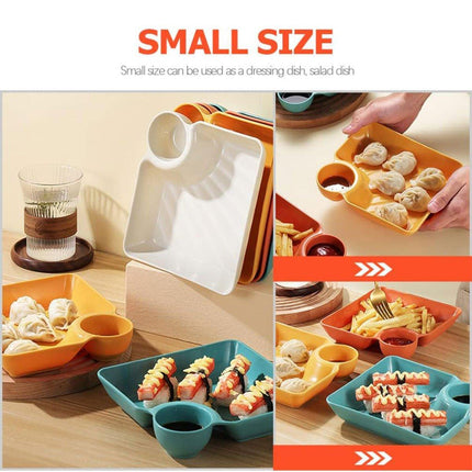 8X Large Square Dumpling Plate with Vinegar Dish PP Tray Tableware Dinner Plate