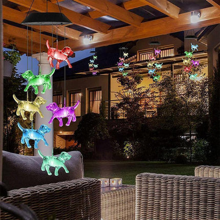 Colour Changing Wind Chimes LED Light Hanging Decor Outdoor Solar Powered Garden - Aimall