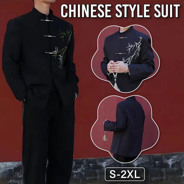 Chinese Tang Suit Jacket Mens Traditional Republic Style Mandarin Collar Coat