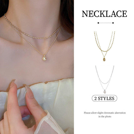 Love Butterfly Pearl Tassel Double Layer Necklace Elegant Jewelry Women Fashion