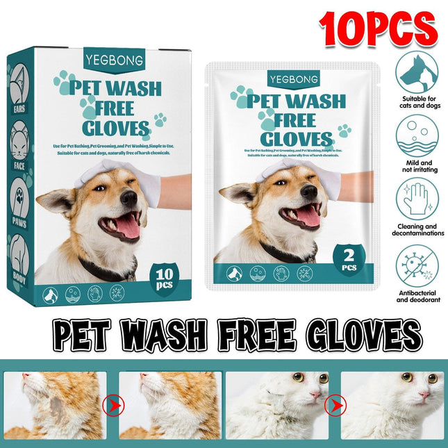 10XPet Cat Dog Dry Washing Gloves Bath Remove Odor Cleaning Decontamination Care - Aimall