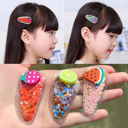 2PCS Cartoon Fruit Sequins Girl Hair Clips Baby Transparent Kids Birthday Party - Aimall