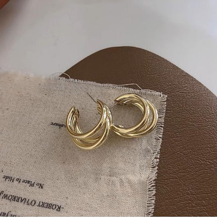 925 Sterling Silver Hoop Earrings Large Buckle Women Lady Fashion Jewelry - Aimall