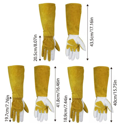 Long Welding Gloves Heat Resistant Leather Gloves for Grill or Fireplace Use