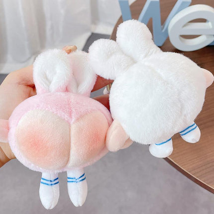 Honey Peach Butt Keychain Rabbit Ears Pendant Toy Bag Decor Plush Doll Key Ring - Aimall