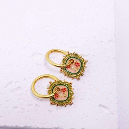 Women Fashion Retro Colorful Oil Drop Butterfly Earring High-end Luxury Simple