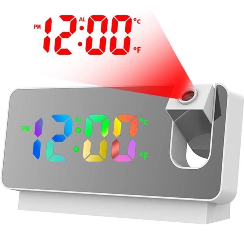 LED Digital Smart Alarm Clock Projection Temperature Time Projector LCD ...