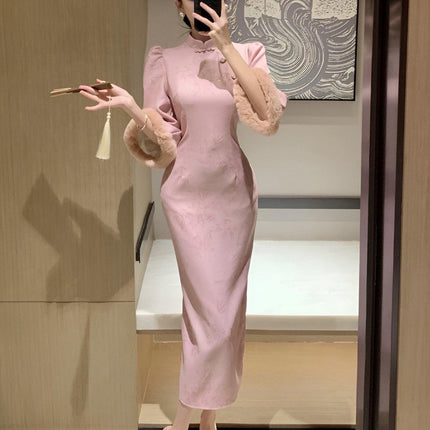Pink New Elegant Cheongsam Qipao Chinese Traditional Modified Dress Women Fashion - Aimall