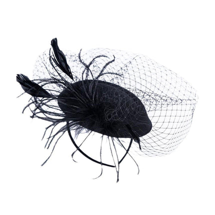 Women Retro Feather Bridal Veil Headwear Festival Stage Top Hat Hair Accessories
