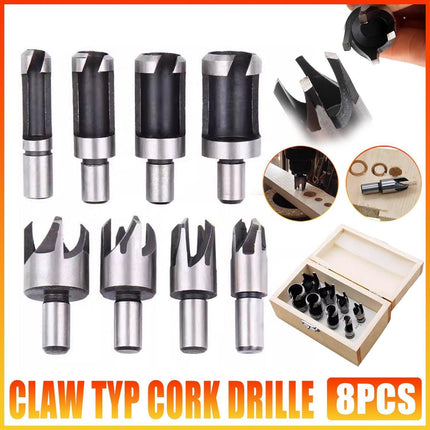 8 PCS Wood Plug Hole Cutter Dowel Maker Cutting Tools Shank Drill Bits With Box - Aimall