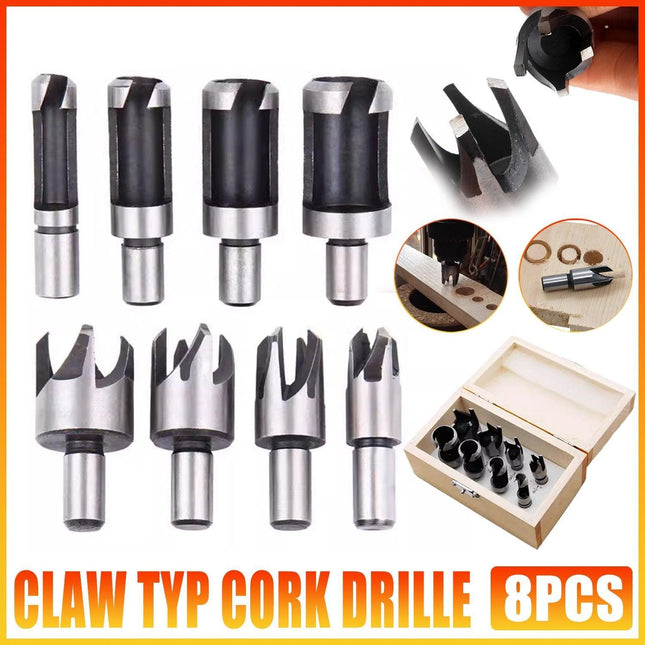 8 PCS Wood Plug Hole Cutter Dowel Maker Cutting Tools Shank Drill Bits With Box - Aimall