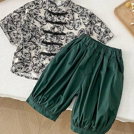 Boys Two-Piece Short-Sleeved Hanfu Traditional Chinese Style Outfit