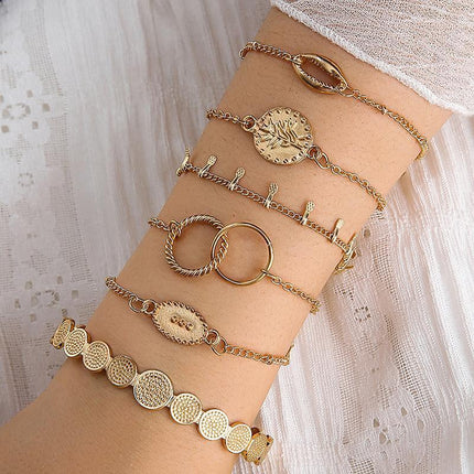 4 Stylish Hand Jewelry Diamond Set Butterfly Crescent Coin Open Set Bracelet - Aimall