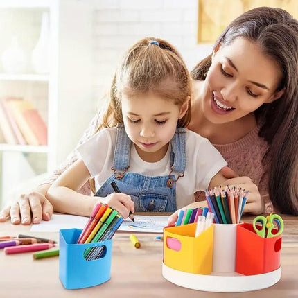 Rotating Pen Holder with Compartments Desk Organizer Office Stationery Storage