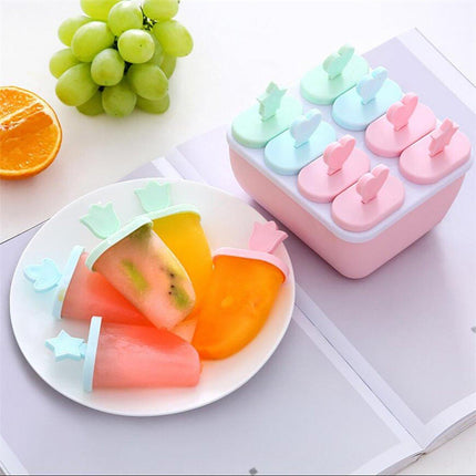 6/8 Cells Mould Maker Ice Cream Pop Reusable Icy Pole Frozen Square Molds Block