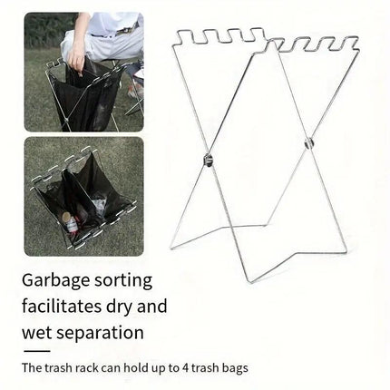 Outdoor Portable Folding Trash Bag Holder Rack for Home Kitchen and Camping Use