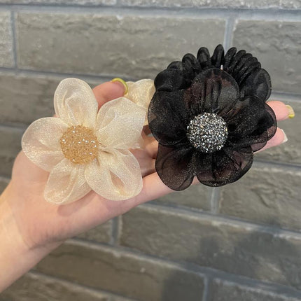 Women Gauze Flower hairband Mesh Bow Hair Claw Hair Grab Clip Hair Accessories - Aimall