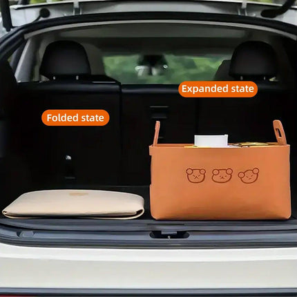 2pcs Felt Storage Basket Foldable Large Bear Basket Car Boot Basket for Dirty