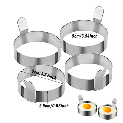 4pcs Stainless Steel Round Egg Omelette Mould Frying Ring Pancake Maker Tool