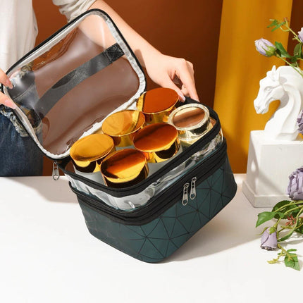 Portable Double-Layer Large Capacity Waterproof Cosmetic Bag Travel Toiletry Bag